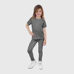 Леггинсы с принтом Checkerboard Color для ребенка, вид на модели спереди №4. Цвет основы: белый