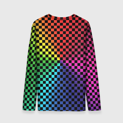 Мужской лонгслив 3D с принтом Checkerboard Color, вид сзади #1