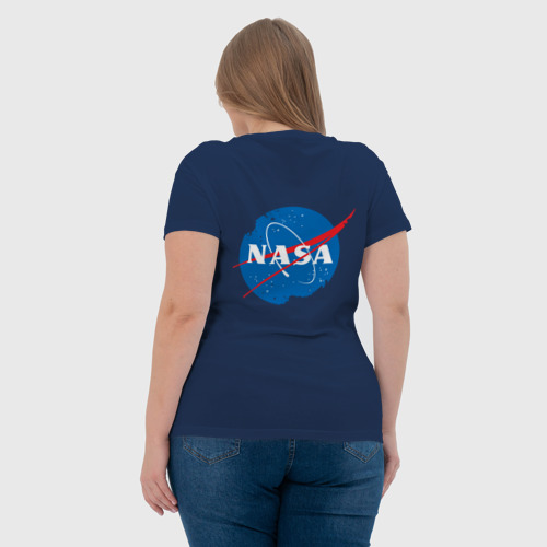 Женская футболка хлопок NASA двусторонняя, цвет темно-синий - фото 7
