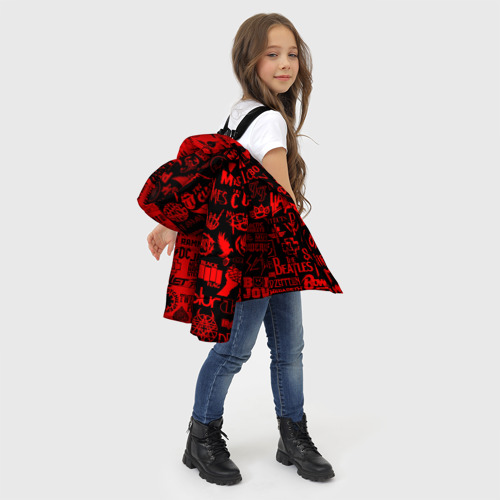 Зимняя куртка для девочек 3D Логотипы рок групп rock, цвет черный - фото 6