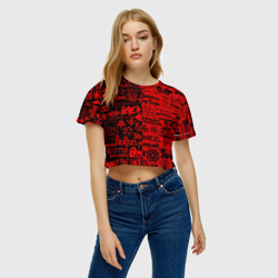 Женская футболка Crop-top 3D Логотипы рок групп rock - фото 2