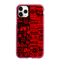 Чехол для iPhone 11 Pro Max матовый Логотипы рок групп rock