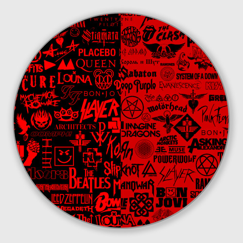Круглый коврик для мышки Логотипы рок групп rock