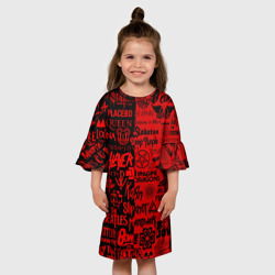 Детское платье 3D Логотипы рок групп rock - фото 2