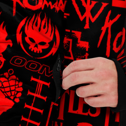 Куртка с принтом Логотипы рок групп rock для мужчины, вид на модели спереди №3. Цвет основы: черный