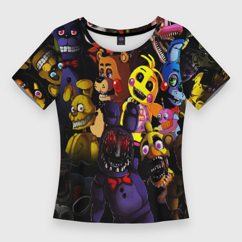 Женская футболка 3D Slim Five nights at Freddys, цвет 3D печать