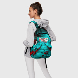 Рюкзак с принтом Metro Exodus для любого человека, вид спереди №4. Цвет основы: белый