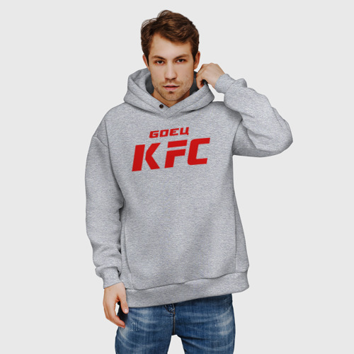 Мужское худи Oversize хлопок Боец KFC, цвет меланж - фото 3