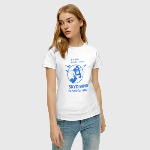 Женская футболка хлопок с принтом Skydiving, фото на моделе #1