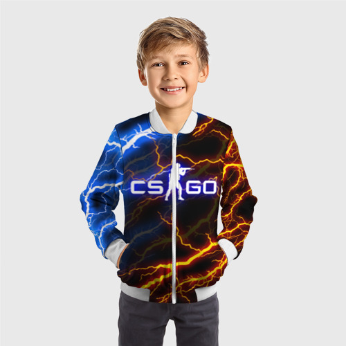 Детский бомбер 3D CS GO storm молнии, цвет белый - фото 4