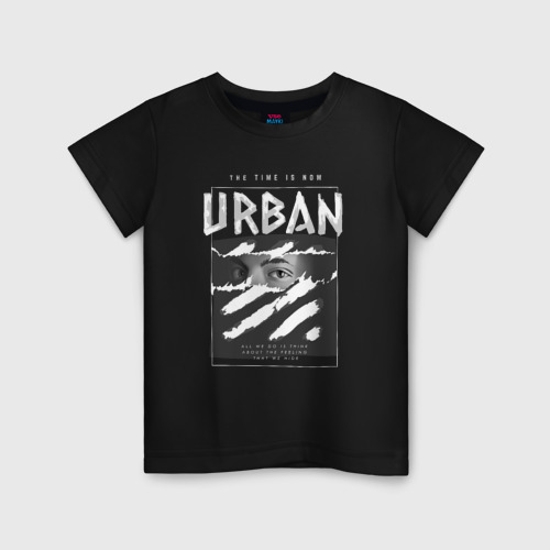 Детская футболка хлопок Black urban style, цвет черный