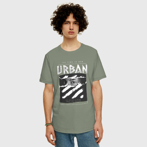 Мужская футболка хлопок Oversize Black urban style, цвет авокадо - фото 3