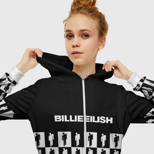 Женская толстовка 3D на молнии BILLIE EILISH, цвет белый - фото 5