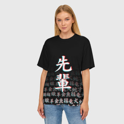Женская футболка oversize 3D Senpai glitch сенпай - фото 2