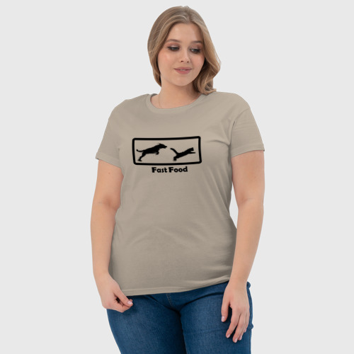 Женская футболка хлопок Быстрая еда, цвет миндальный - фото 6