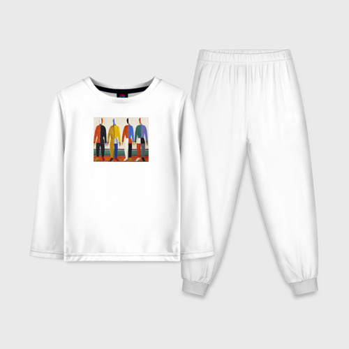 Детская пижама с лонгсливом хлопок Казимир Малевич "Крестьяне", цвет белый