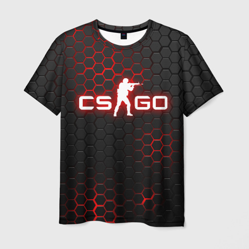 Мужская футболка с принтом CS GO стальная броня КС Го неоновая броня, вид спереди №1