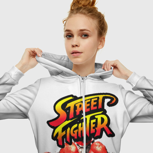 Женская толстовка 3D на молнии Street fighter, цвет белый - фото 5