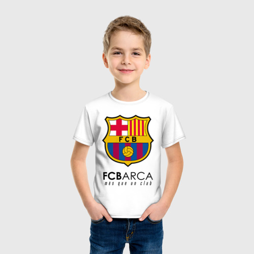 Детская футболка хлопок FC Barcelona Barca, цвет белый - фото 3