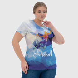 Футболка с принтом Handball для женщины, вид на модели спереди №4. Цвет основы: белый