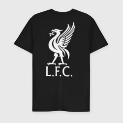 Футболка из премиального хлопка с принтом Liverpool на спине для мужчины, вид сзади №1. Цвет основы: черный