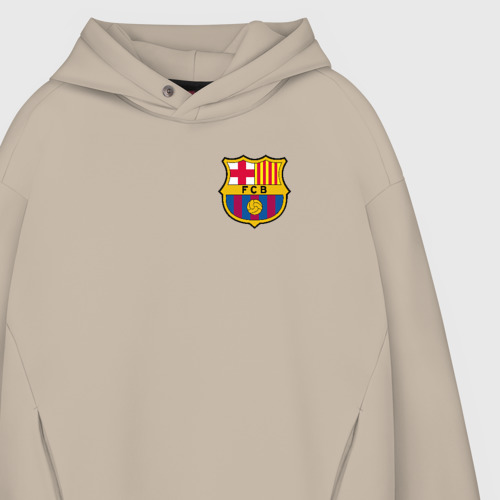 Мужское худи Oversize хлопок FC Barcelona, цвет миндальный - фото 4