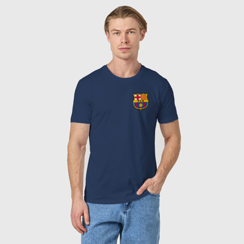 Мужская футболка хлопок с принтом FC Barcelona, фото на моделе #1
