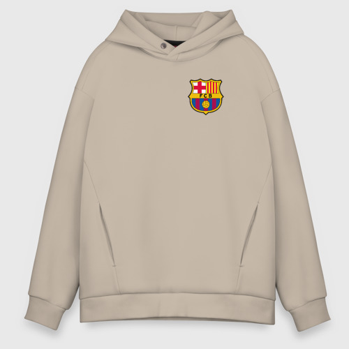 Мужское худи Oversize хлопок FC Barcelona, цвет миндальный
