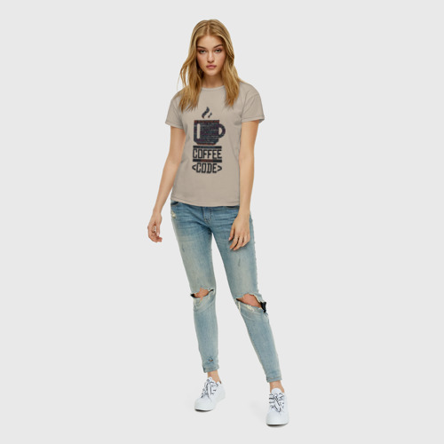 Женская футболка хлопок Код Кофе, цвет миндальный - фото 5
