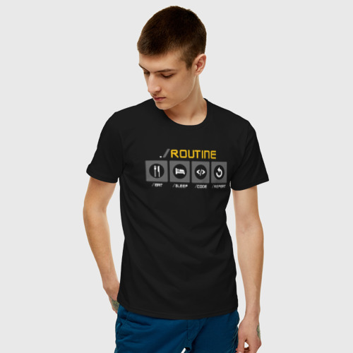 Мужская футболка хлопок Рутина Программист, цвет черный - фото 3