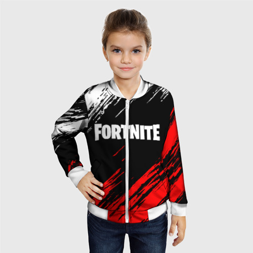 Детский бомбер 3D Fortnite paints Фортнайт брызги, цвет белый - фото 3