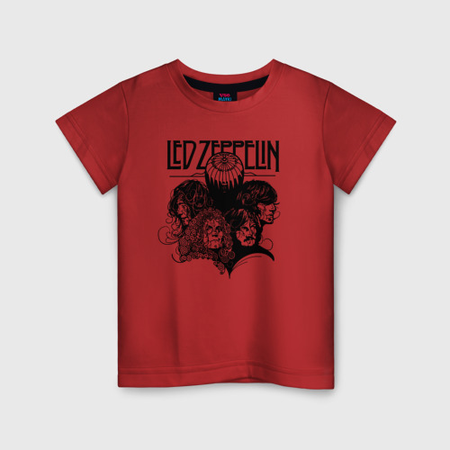 Детская футболка хлопок Led Zeppelin, цвет красный