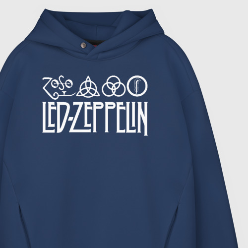 Мужское худи Oversize хлопок Led Zeppelin, цвет темно-синий - фото 4