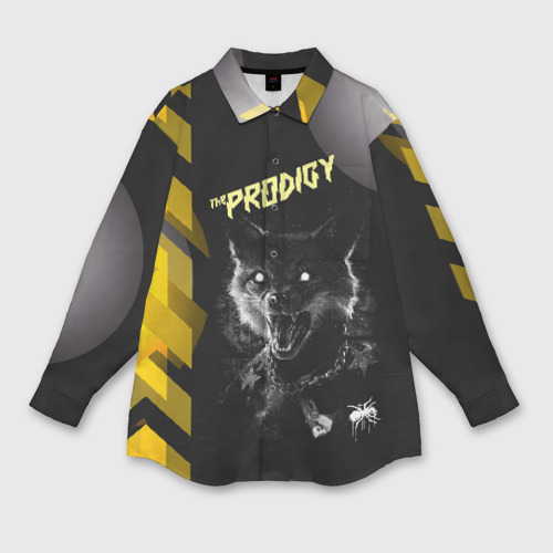 Женская рубашка oversize 3D The Prodigy лис, цвет белый