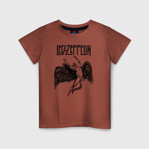 Детская футболка хлопок Led Zeppelin, цвет кирпичный