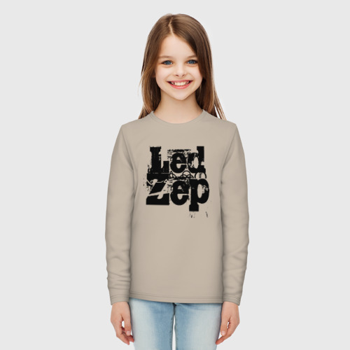 Детский лонгслив хлопок LedZep большое лого, цвет миндальный - фото 5