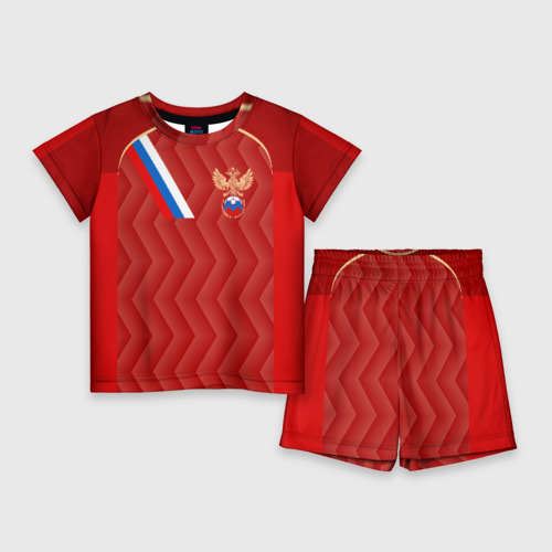 Детский костюм с шортами с принтом Футбольный союз, вид спереди №1