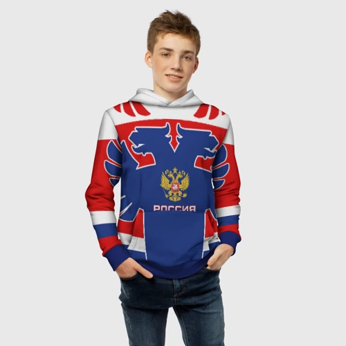 Детская толстовка 3D с принтом Русский хоккей, фото #4