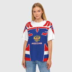 Женская футболка oversize 3D Русский хоккей - фото 2