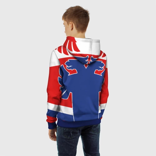 Детская толстовка 3D с принтом Русский хоккей, вид сзади #2