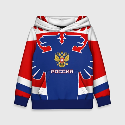 Детская толстовка 3D с принтом Русский хоккей, вид спереди #2
