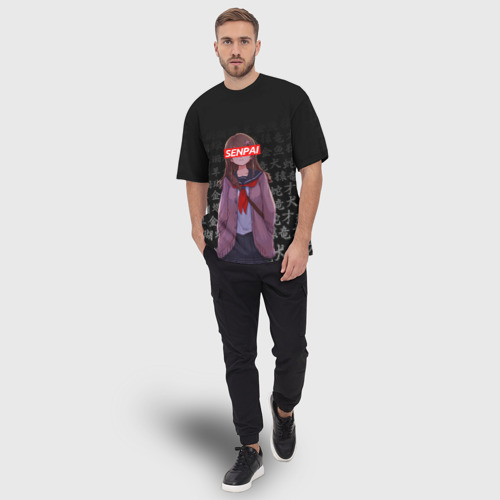 Мужская футболка oversize 3D Сэмпай - senpai, цвет 3D печать - фото 5