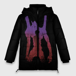 Женская зимняя куртка Oversize Боевой робот Евангелион фиолетовый