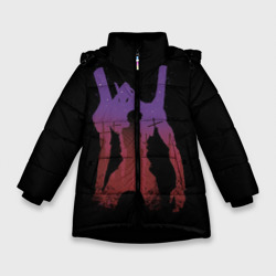 Зимняя куртка для девочек 3D Боевой робот Евангелион фиолетовый