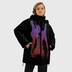 Женская зимняя куртка Oversize Боевой робот Евангелион фиолетовый - фото 2