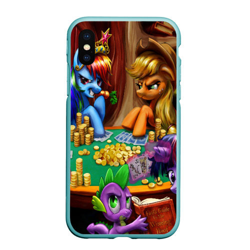 Чехол для iPhone XS Max матовый Little pony, цвет мятный