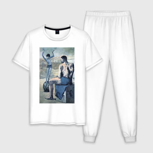 Мужская пижама хлопок с принтом «Девочка на шаре», вид спереди #2