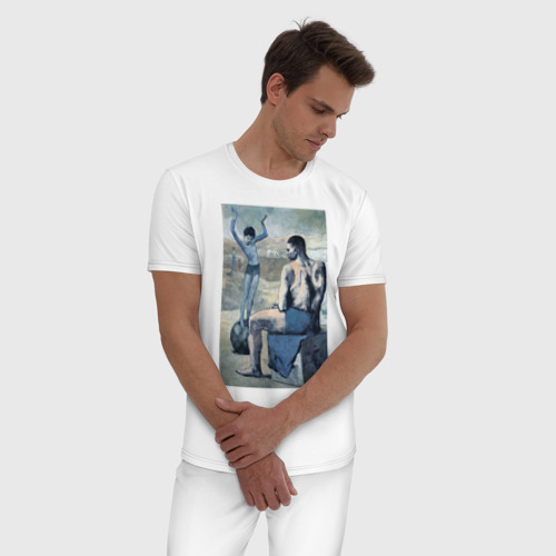 Мужская пижама хлопок с принтом «Девочка на шаре», фото на моделе #1