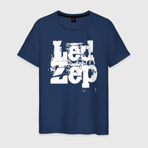 Мужская футболка хлопок Led Zeppelin, цвет темно-синий
