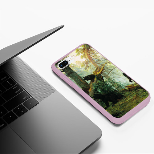Чехол для iPhone 7Plus/8 Plus матовый Утро в сосновом лесу, цвет розовый - фото 5